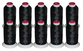 10-Cone Black Polyester Embroidery Threads Kit ThreaDelight