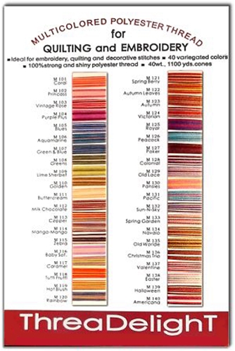 Variegated Embroidery Thread Color Card