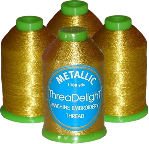 Metallic Embroidery 4-Cone Thread Kit - Antique Gold ThreaDelighT