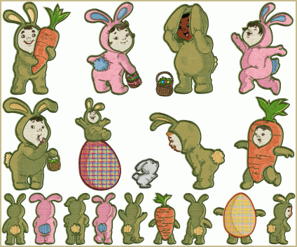 Easter Bunnies Applique