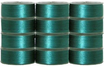 72 L Size Pre-Wound Plastic Sided Bobbins - Emerald Color