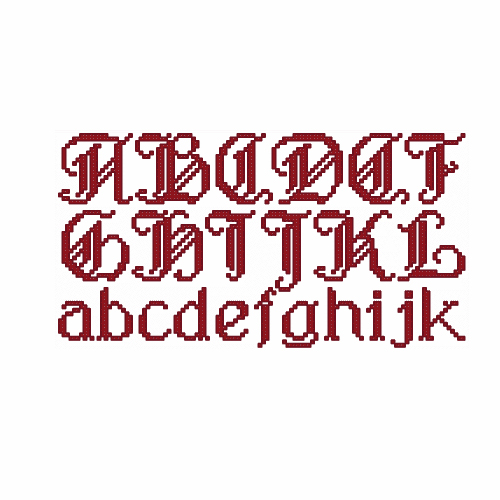 Gothic XS Alphabet w/Sampler