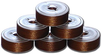 72 L Size Pre-Wound Plastic Sided Bobbins - Brown LT (P876)