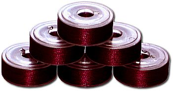 72 L Size Pre-Wound Plastic Sided Bobbins - Deep Wine Red (P538)