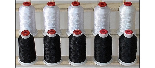 5 White and 5 Black Polyester Embroidery Threads Kit ThreaDelight