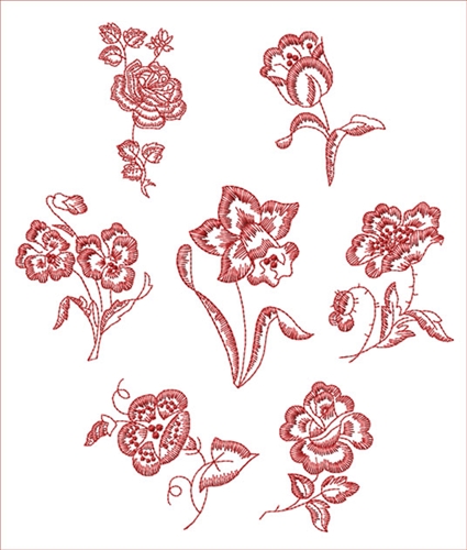 Redwork Floral