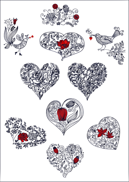 Valentines Hearts-N-Birds