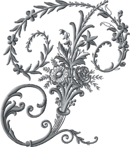 Letter P from Victorian Whitework Font